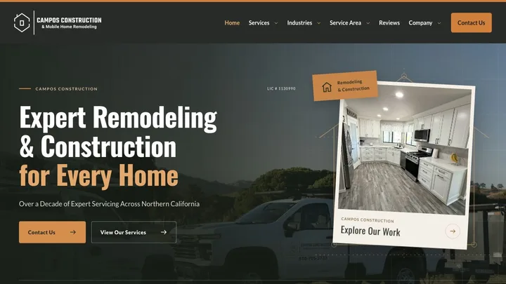 Campos Construction homepage preview
