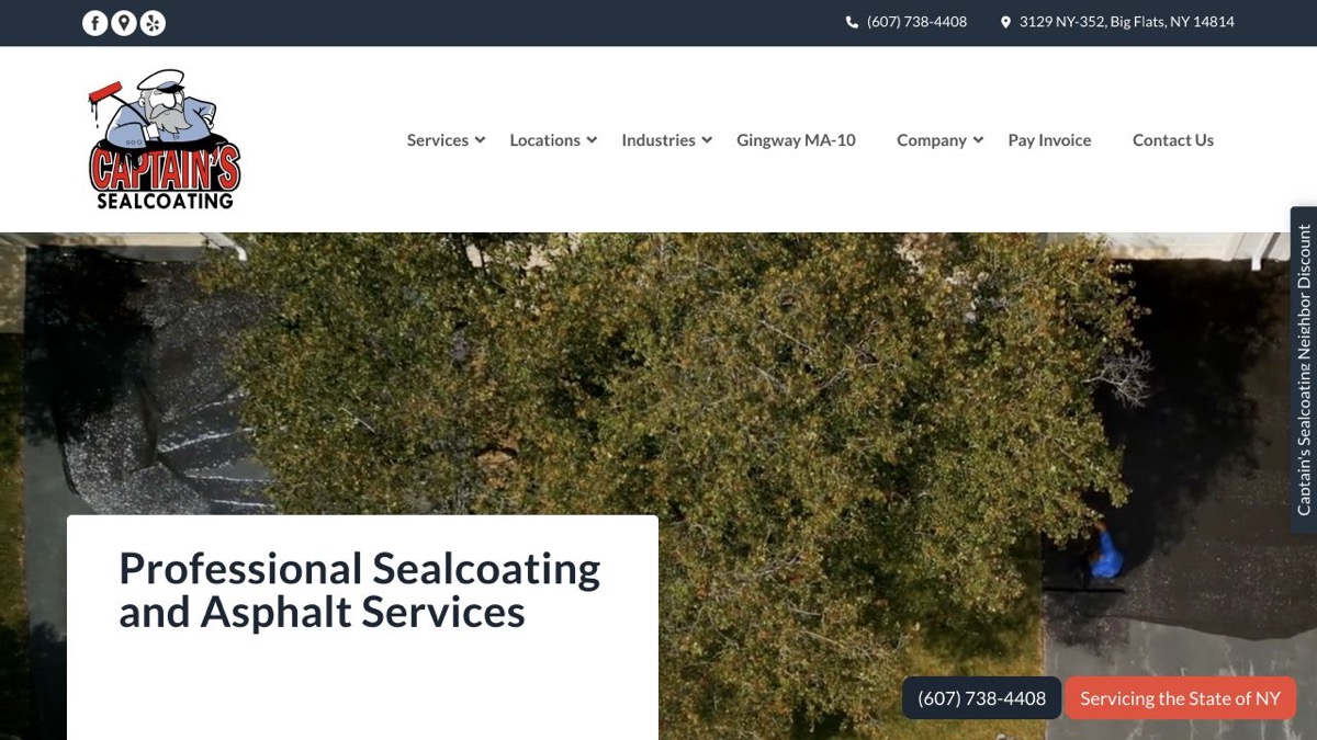 Captain’s Sealcoating website from the Business Optimizer portfolio