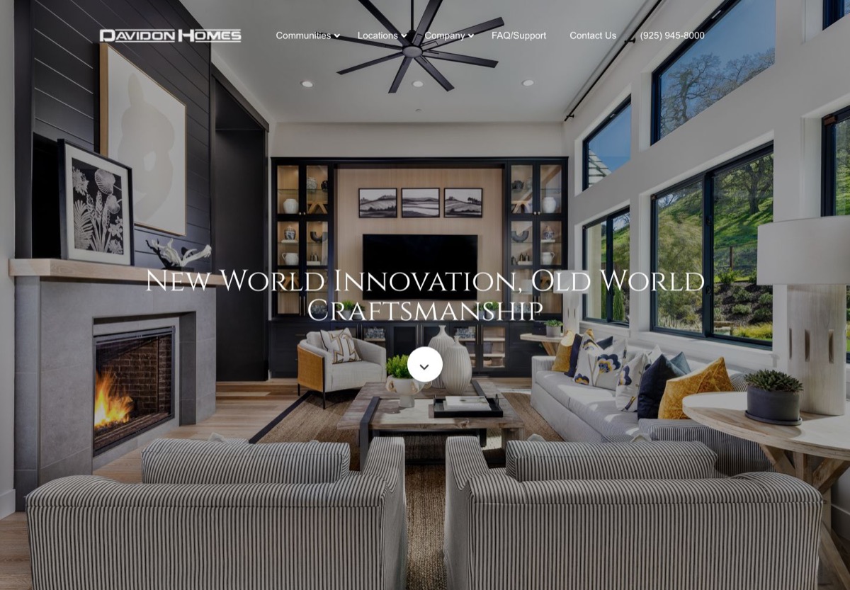 Davidon Homes website from the Business Optimizer portfolio